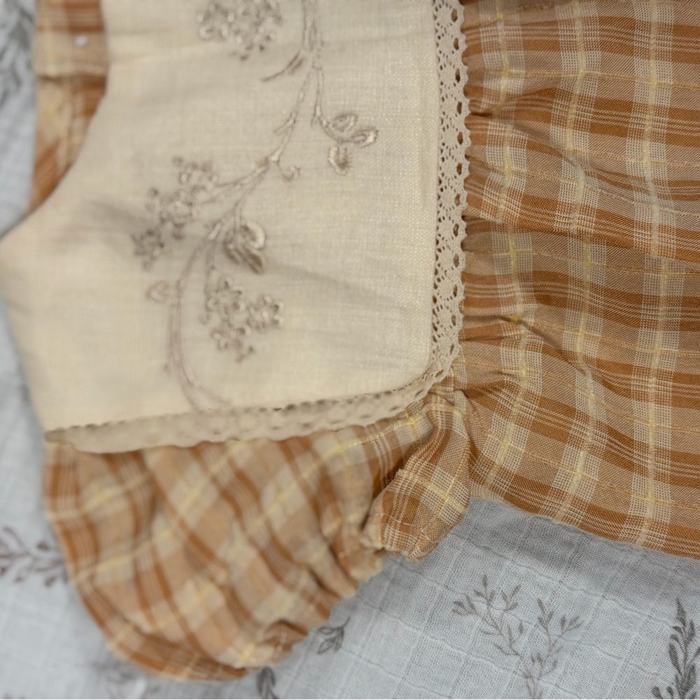 Plaid Beige Kids Bodysuit - Picture 4 of 6